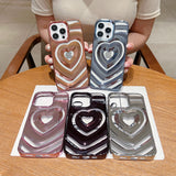 LuxuryKase LK159 Love Heart Plated Hollow Case Cover For iPhone