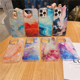 LuxuryKase LK132 Glitter Dream Shell Crack Marble Case For iPhone