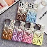 LuxuryKase LK136 Anti Yellowing Electroplated Diamond Gradient Pattern Case For iPhone 11 12 13 14 15 Plus Pro Max