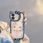 LuxuryKase LK163 Cute Kitty 3D Mirror Case Cover For iPhone 13 14 15 16 Plus Pro Max