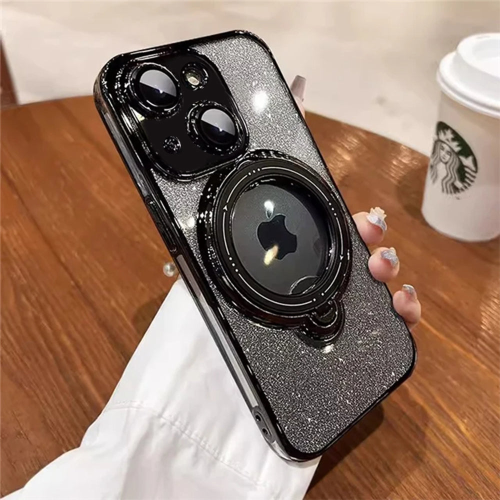 LuxuryKase LK150 Glitter Magnetic Bracket Stand Mag-Safe Wireless Chargeing Case For iPhone 11 12 13 14 15 Pro Plus Max