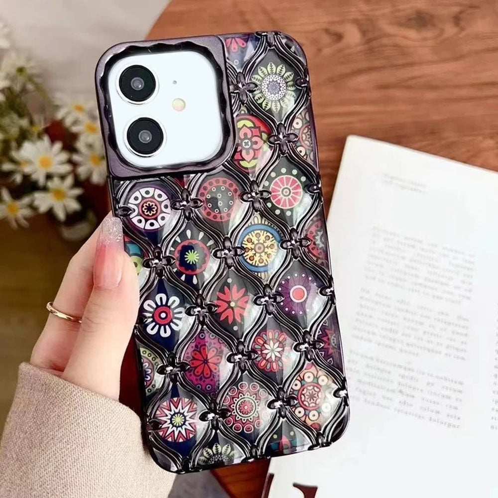 LuxuryKase LK125 Electroplated Shell Star Flower Pattern Case For iPhone 11 12 13 14 15 Pro Max