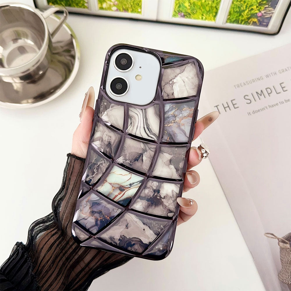 LuxuryKase LK145 Electroplated Marble Look Soft Shell Case For iPhone 11 12 13 14 15 Plus Pro Max