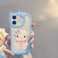 LuxuryKase LK163 Cute Kitty 3D Mirror Case Cover For iPhone 13 14 15 16 Plus Pro Max