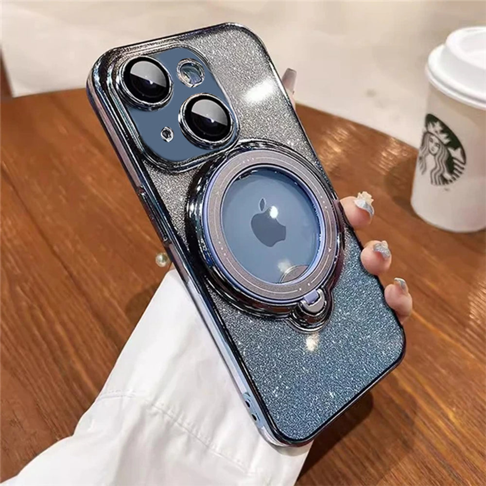 LuxuryKase LK150 Glitter Magnetic Bracket Stand Mag-Safe Wireless Chargeing Case For iPhone 11 12 13 14 15 Pro Plus Max