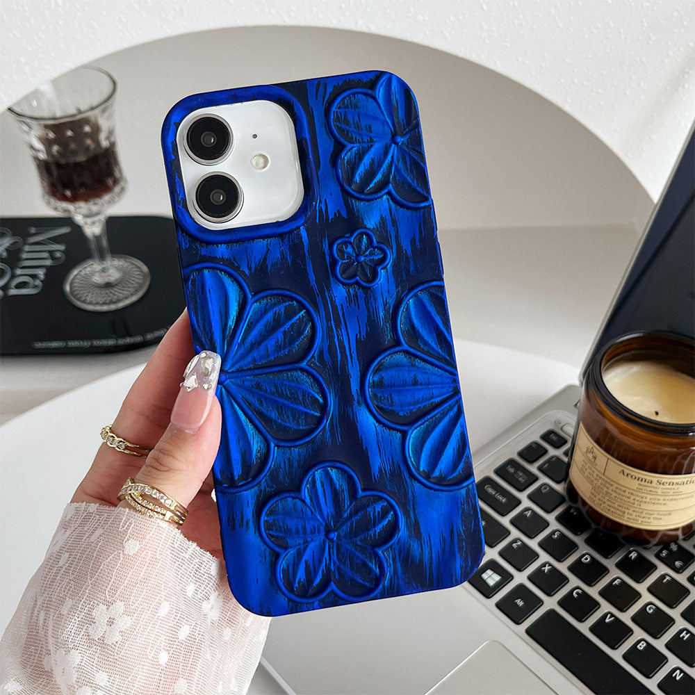 LuxuryKase LK138 Double Shaded 3D Flower Print Case For iPhone 11 12 13 14 Pro Plus Max