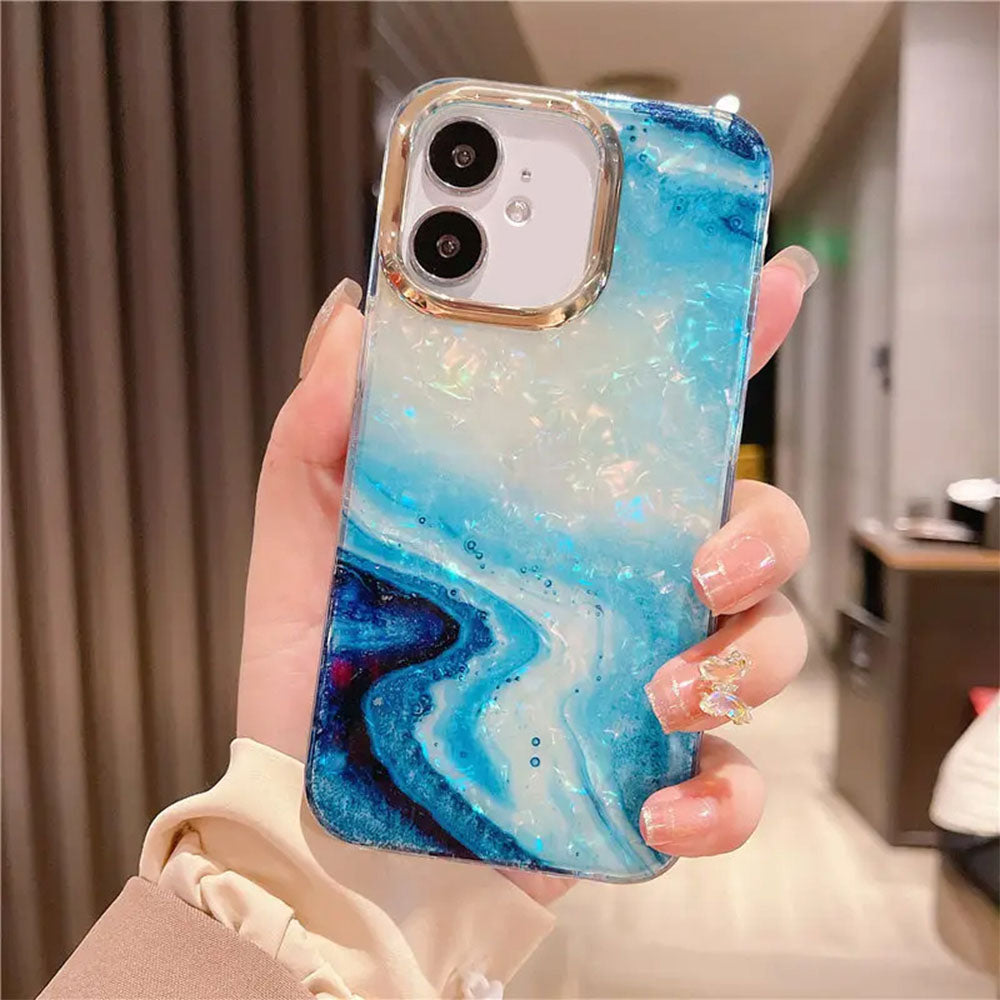 LuxuryKase LK132 Glitter Dream Shell Crack Marble Case For iPhone 11 12 13 14 Plus Pro Max