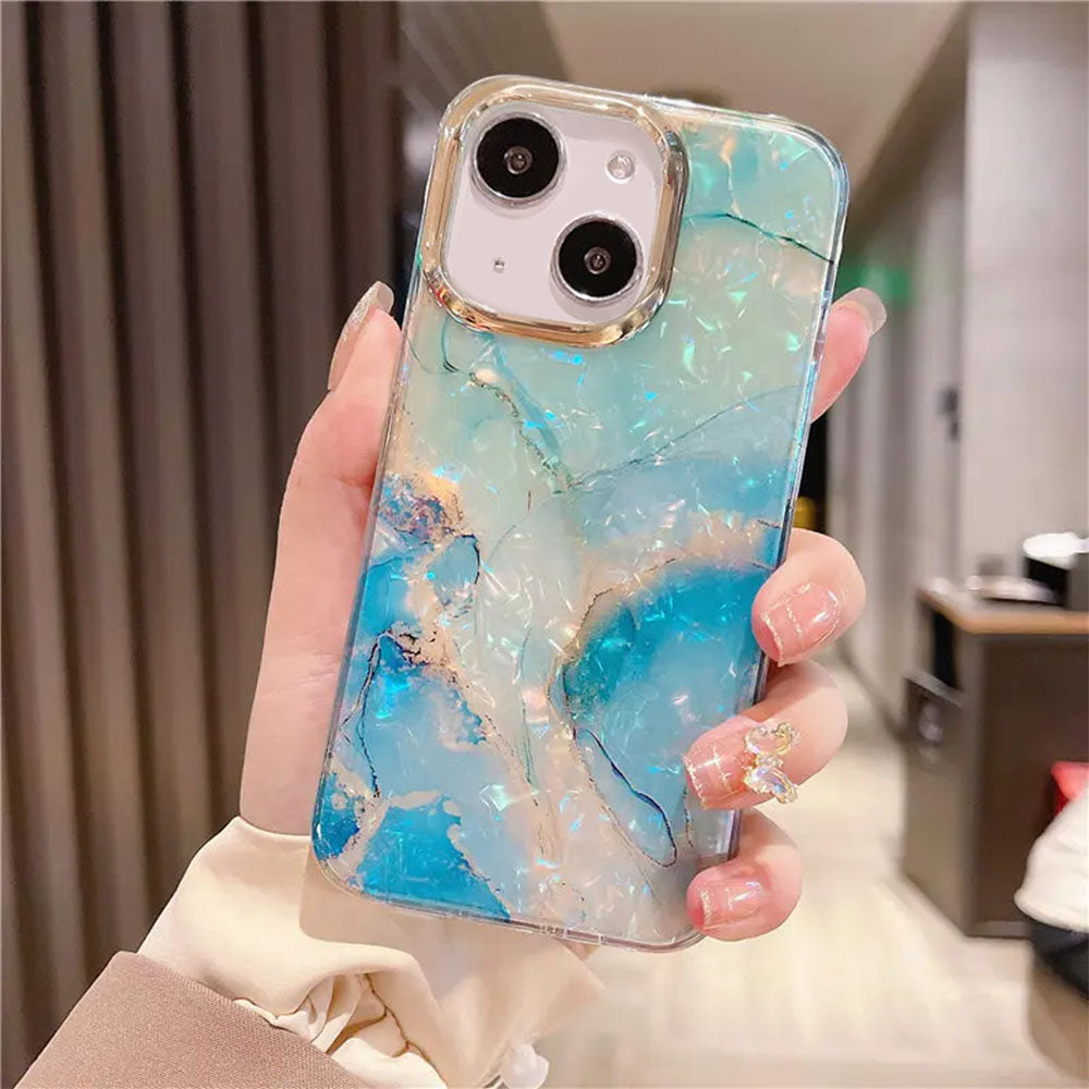 LuxuryKase LK132 Glitter Dream Shell Crack Marble Case For iPhone