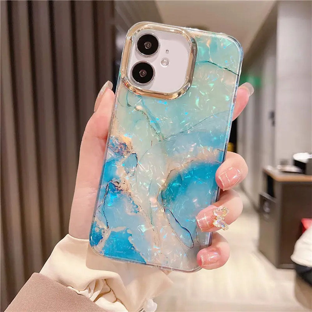 LuxuryKase LK132 Glitter Dream Shell Crack Marble Case For iPhone