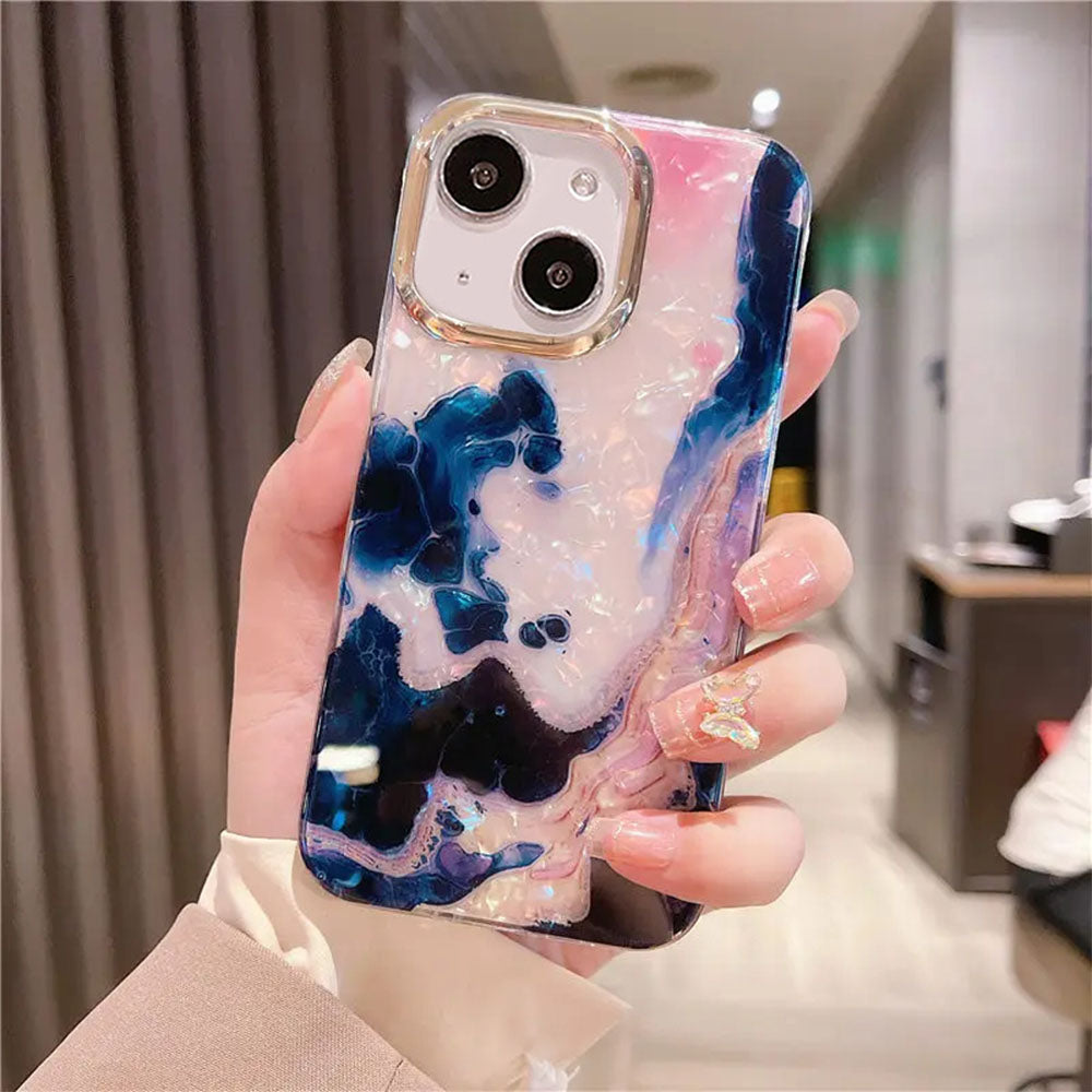 LuxuryKase LK132 Glitter Dream Shell Crack Marble Case For iPhone