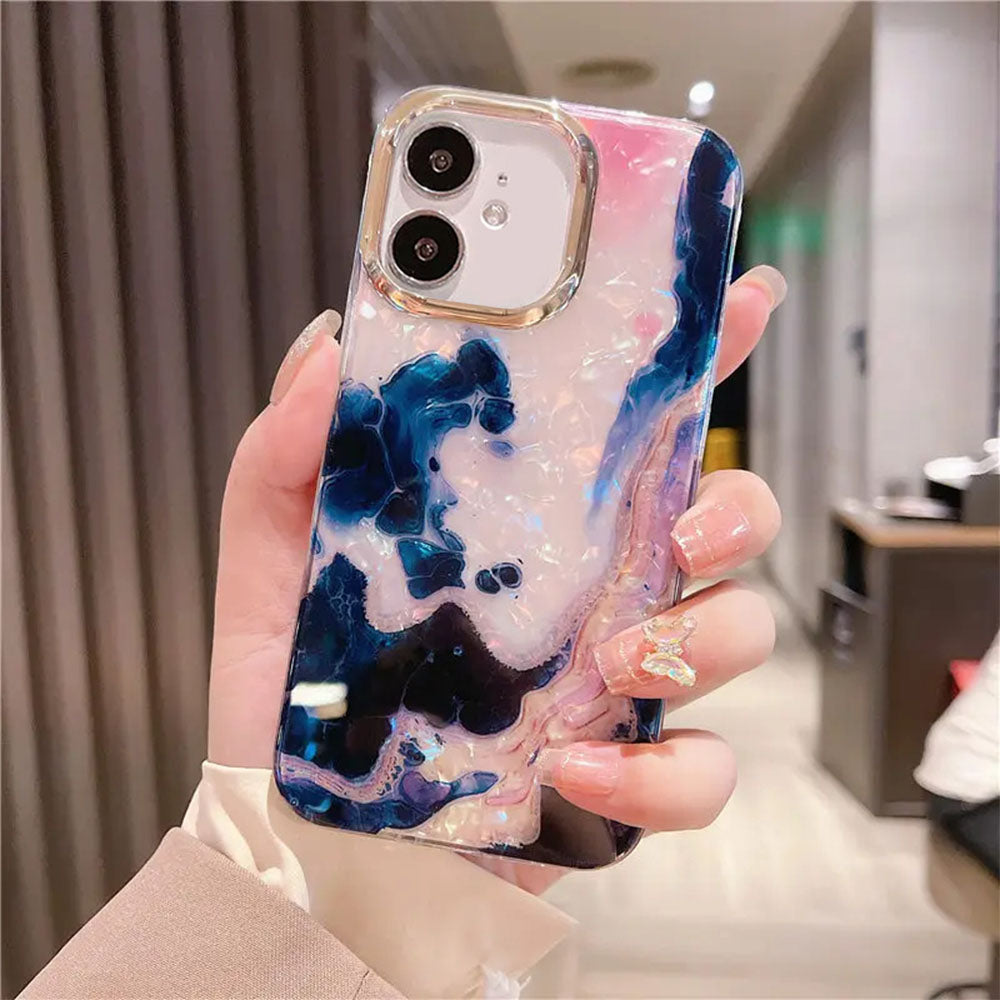 LuxuryKase LK132 Glitter Dream Shell Crack Marble Case For iPhone