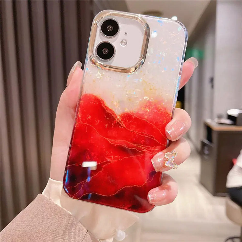 LuxuryKase LK132 Glitter Dream Shell Crack Marble Case For iPhone