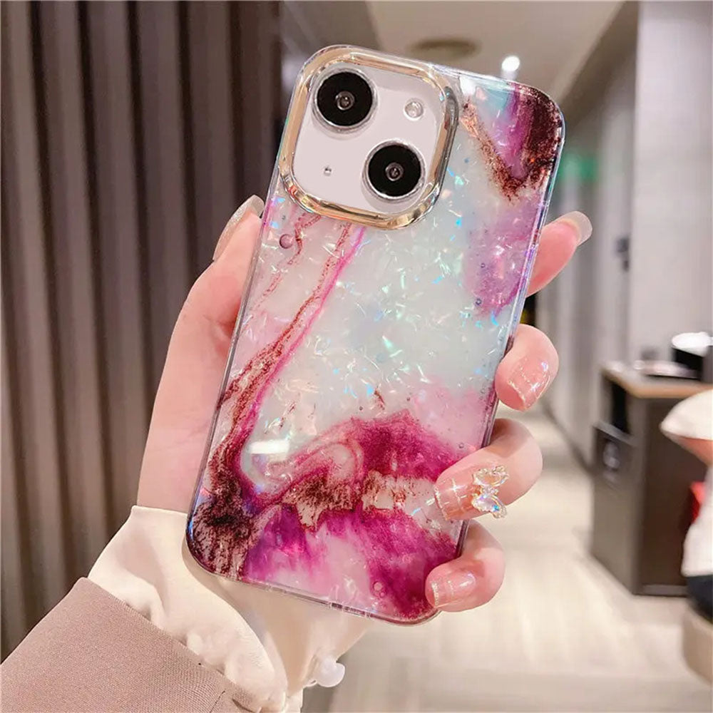 LuxuryKase LK132 Glitter Dream Shell Crack Marble Case For iPhone