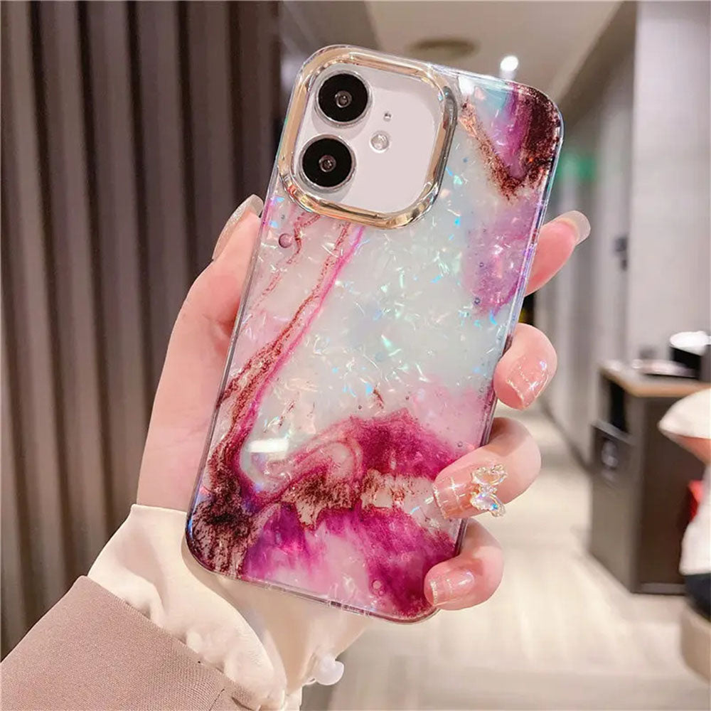 LuxuryKase LK132 Glitter Dream Shell Crack Marble Case For iPhone