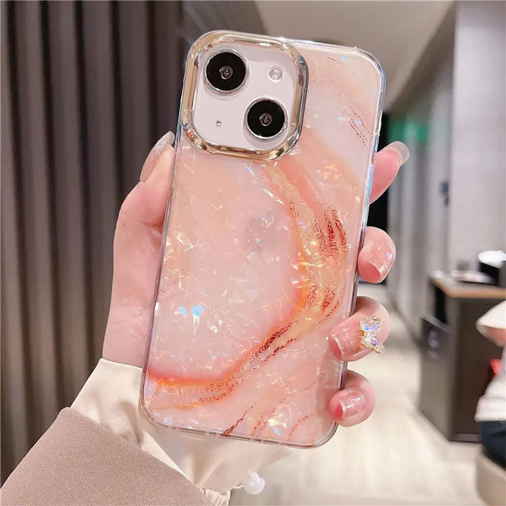 LuxuryKase LK132 Glitter Dream Shell Crack Marble Case For iPhone