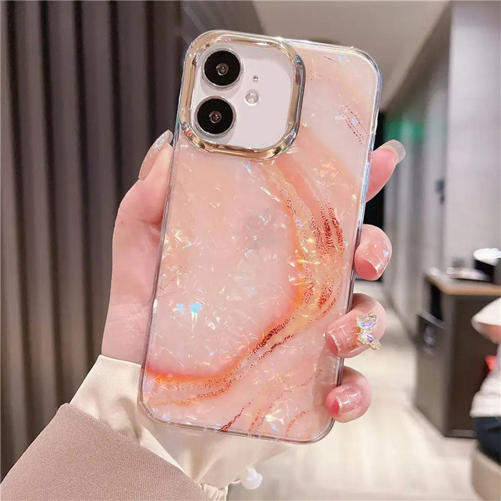 LuxuryKase LK132 Glitter Dream Shell Crack Marble Case For iPhone