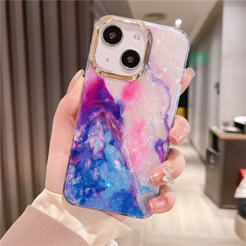 LuxuryKase LK132 Glitter Dream Shell Crack Marble Case For iPhone