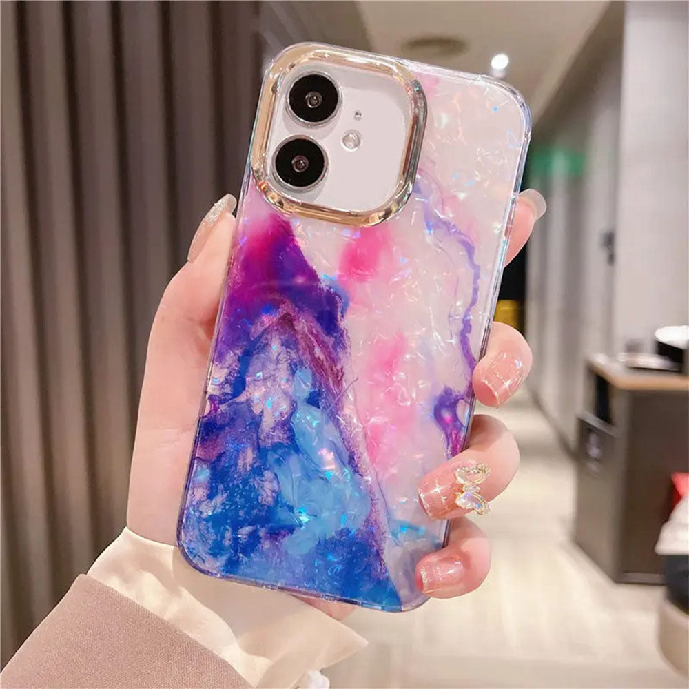 LuxuryKase LK132 Glitter Dream Shell Crack Marble Case For iPhone