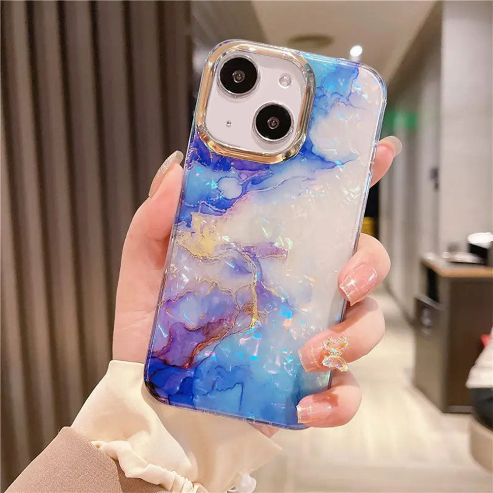 LuxuryKase LK132 Glitter Dream Shell Crack Marble Case For iPhone