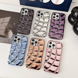 LuxuryKase LK142 Electroplated curved plaid Protective case For iPhone 11 12 13 14 15 Plus Pro Max