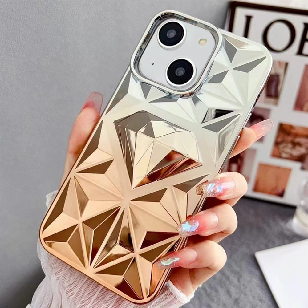 LuxuryKase LK136 Anti Yellowing Electroplated Diamond Gradient Pattern Case For iPhone 11 12 13 14 15 Plus Pro Max