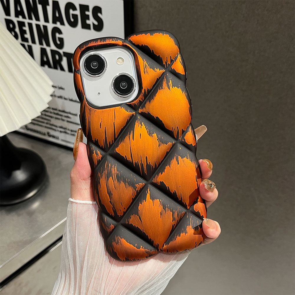 LuxuryKase LK139 Puffer Design Double Shaded Print Case For iPhone 15 Pro Plus Max