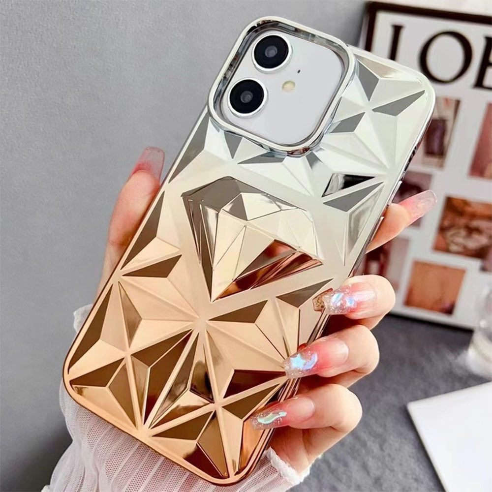 LuxuryKase LK136 Anti Yellowing Electroplated Diamond Gradient Pattern Case For iPhone 11 12 13 14 15 Plus Pro Max