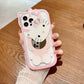 LuxuryKase LK163 Cute Kitty 3D Mirror Case Cover For iPhone 13 14 15 16 Plus Pro Max