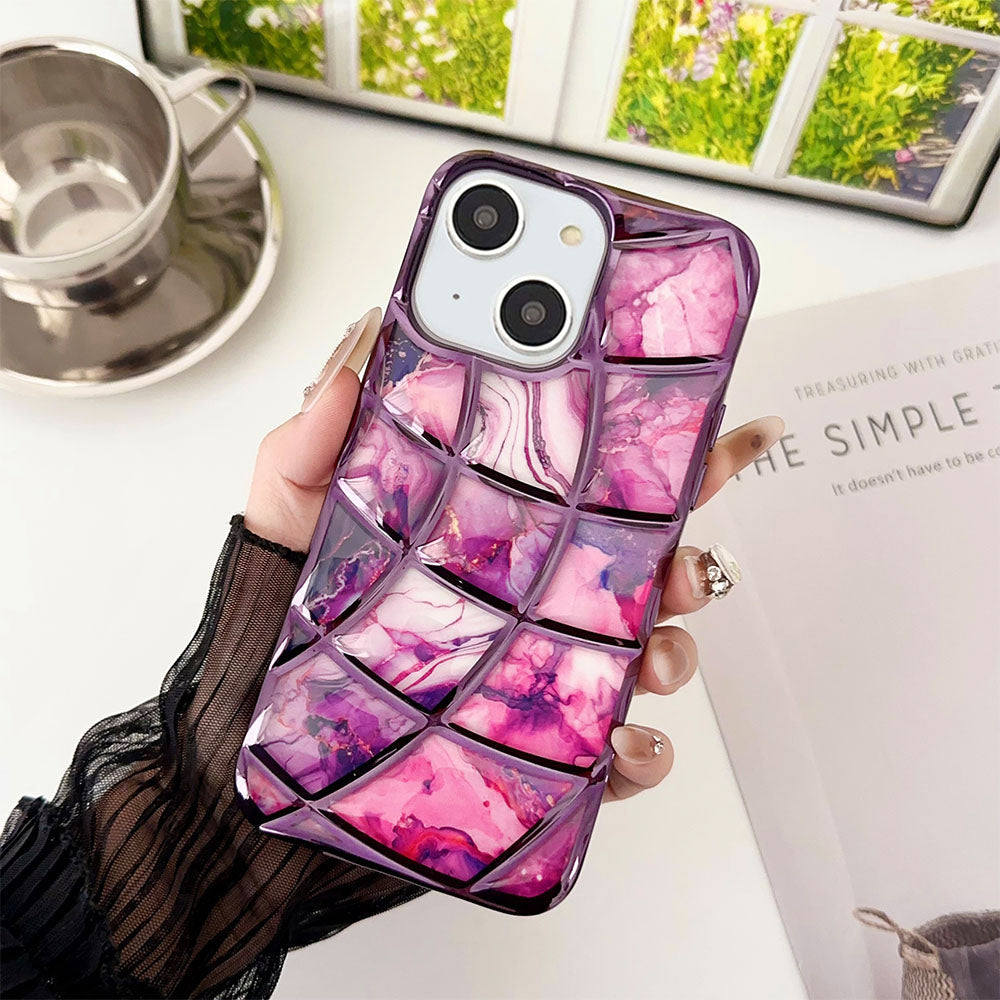 LuxuryKase LK145 Electroplated Marble Look Soft Shell Case For iPhone 11 12 13 14 15 Plus Pro Max