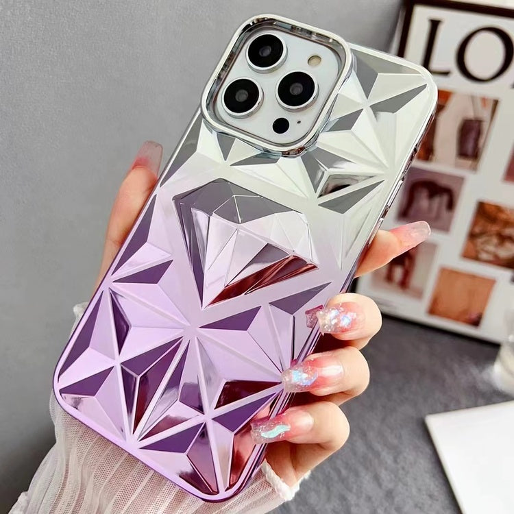 LuxuryKase LK136 Anti Yellowing Electroplated Diamond Gradient Pattern Case For iPhone 11 12 13 14 15 Plus Pro Max