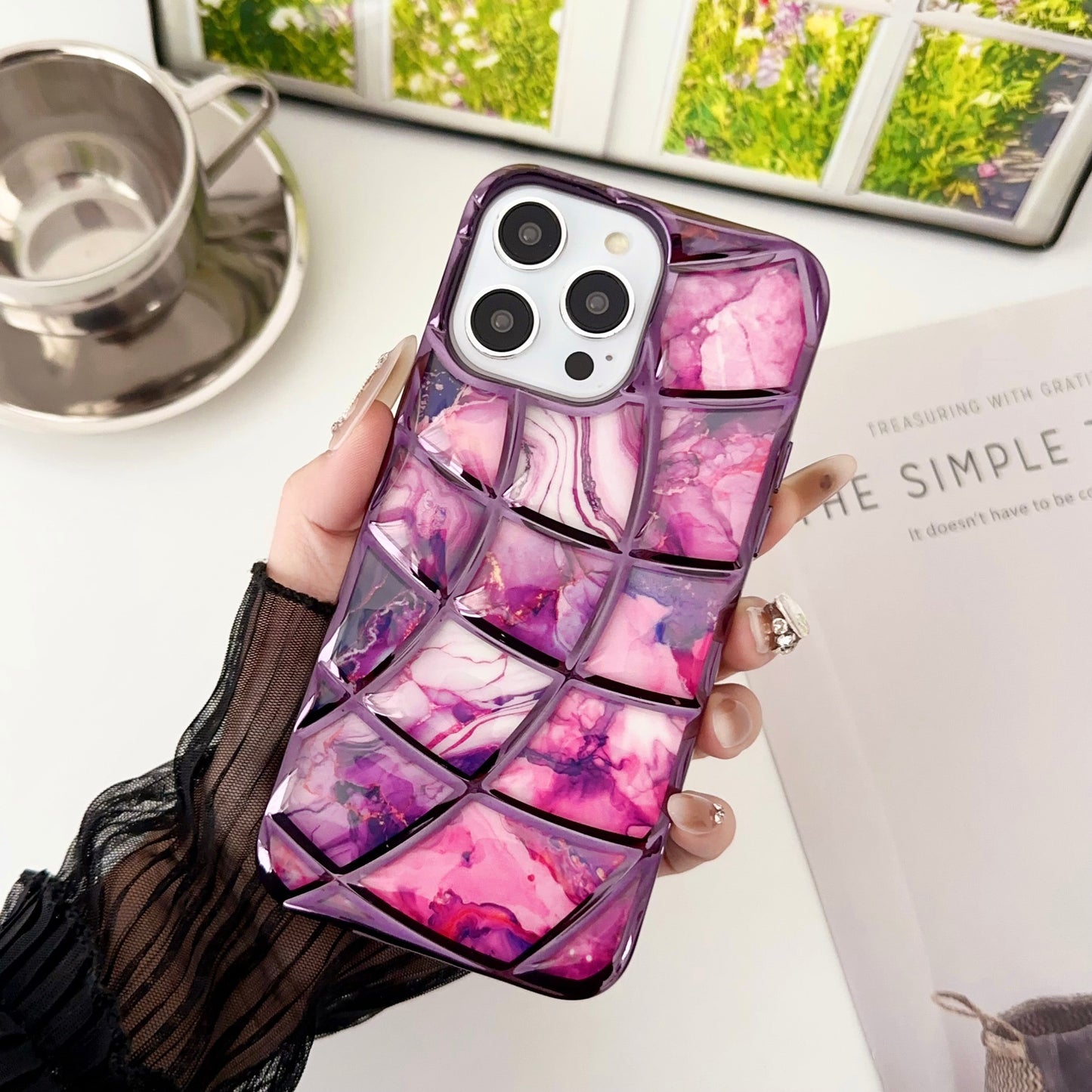 LuxuryKase LK145 Electroplated Marble Look Soft Shell Case For iPhone 11 12 13 14 15 Plus Pro Max