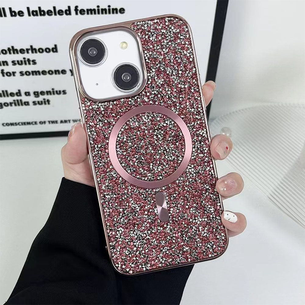 LuxuryKase LK133 Shining Star Flash Diamond Magnetic Mag-Safe Case for iPhone 11 12 13 14 15 Plus Pro Max