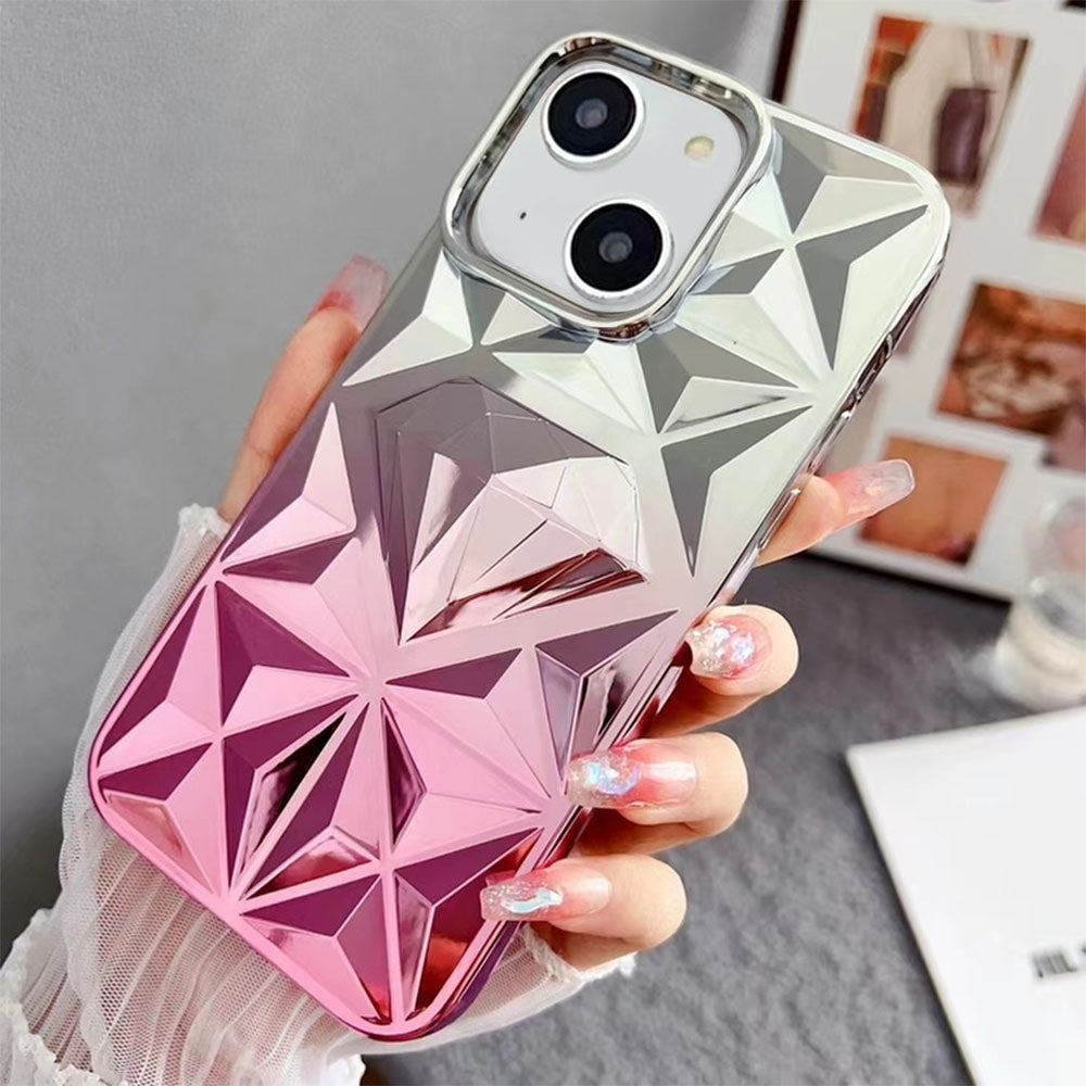 LuxuryKase LK136 Anti Yellowing Electroplated Diamond Gradient Pattern Case For iPhone 11 12 13 14 15 Plus Pro Max