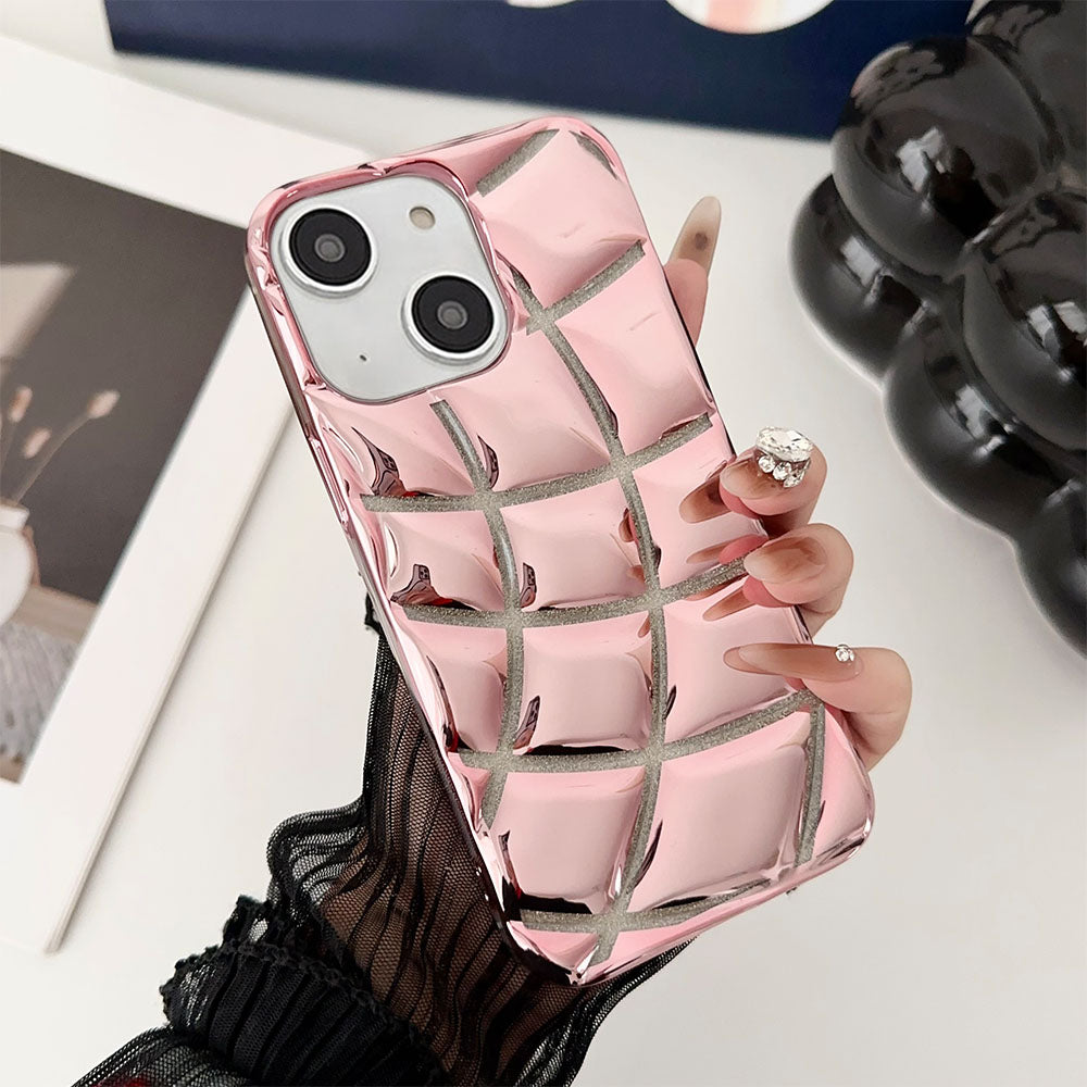 LuxuryKase LK142 Electroplated curved plaid Protective case For iPhone 11 12 13 14 15 Plus Pro Max