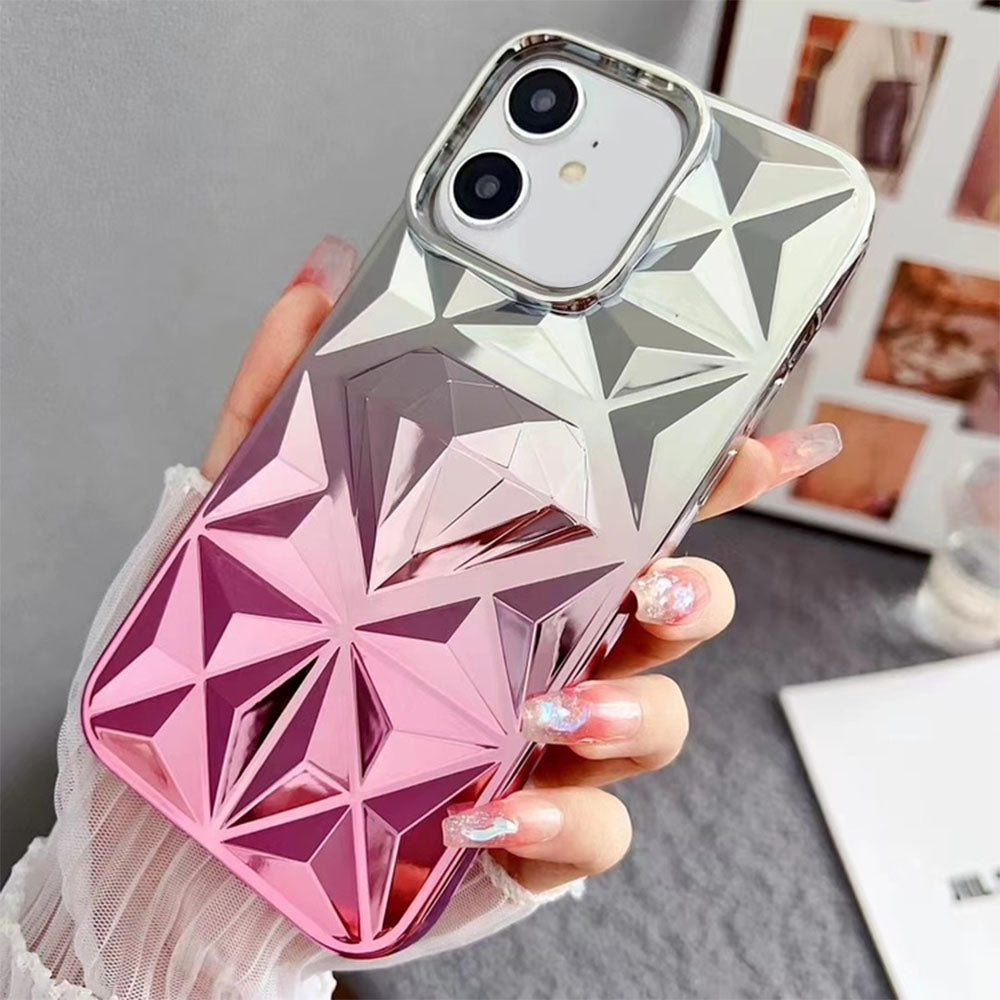 LuxuryKase LK136 Anti Yellowing Electroplated Diamond Gradient Pattern Case For iPhone 11 12 13 14 15 Plus Pro Max