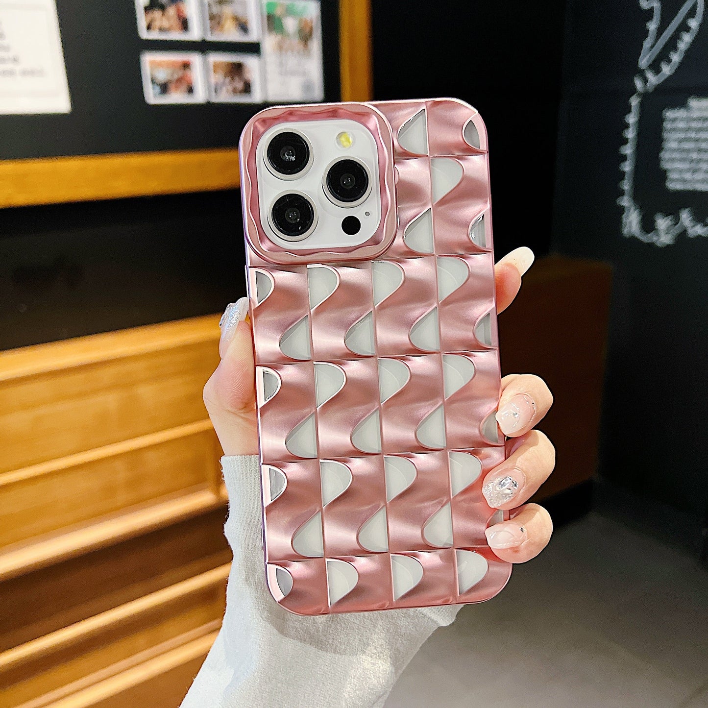 LuxuryKase LK148 3D Metal Texture Hollow S Pattern Soft For iPhone 15 Pro Max