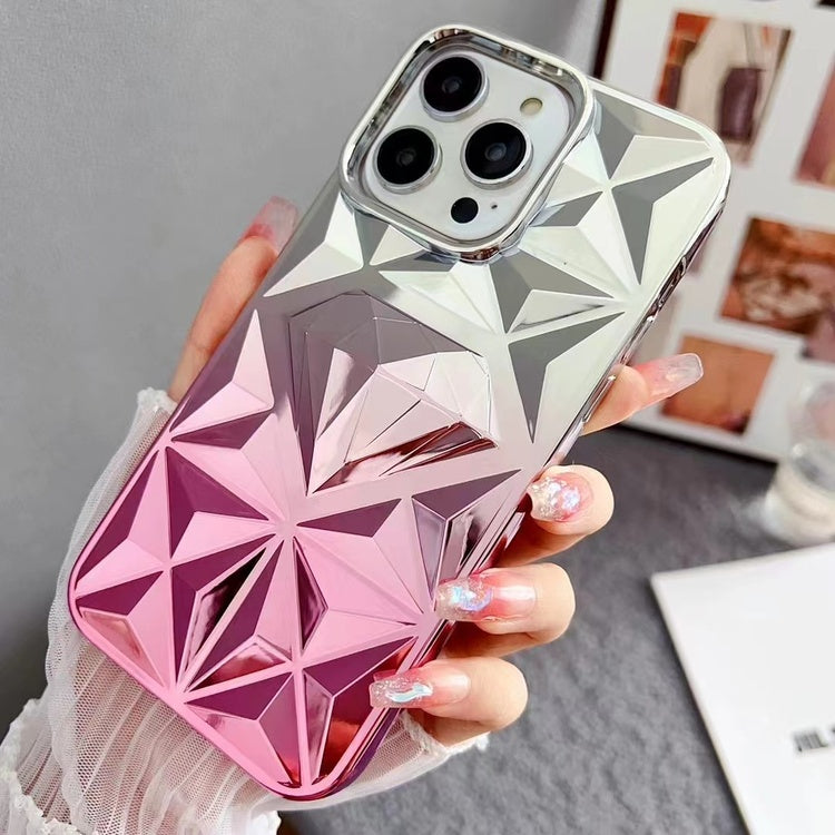 LuxuryKase LK136 Anti Yellowing Electroplated Diamond Gradient Pattern Case For iPhone 11 12 13 14 15 Plus Pro Max