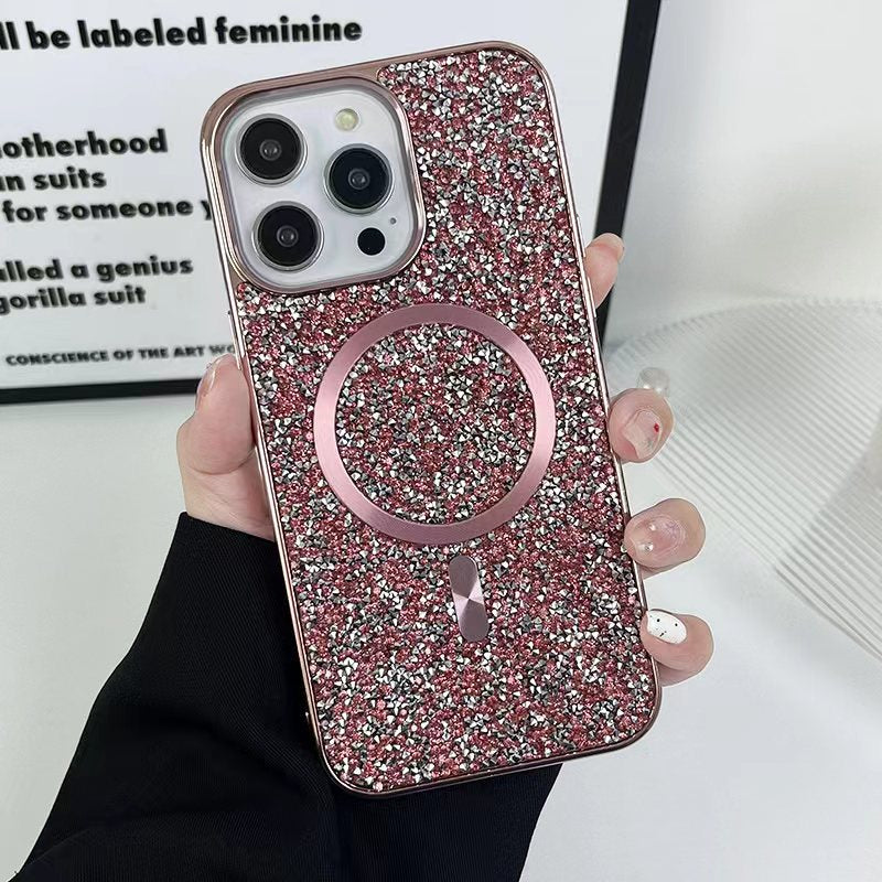 LuxuryKase LK133 Shining Star Flash Diamond Magnetic Mag-Safe Case for iPhone 11 12 13 14 15 Plus Pro Max