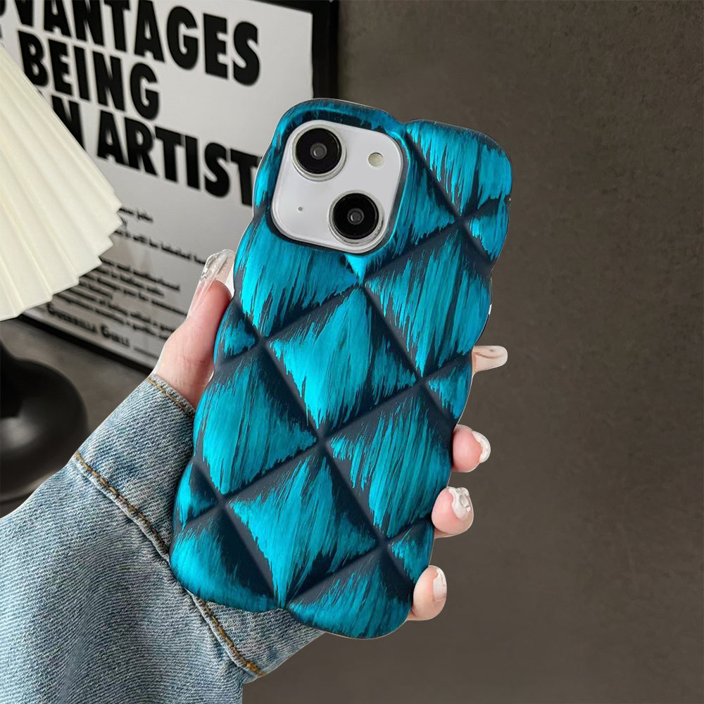 LuxuryKase LK139 Puffer Design Double Shaded Print Case For iPhone 15 Pro Plus Max