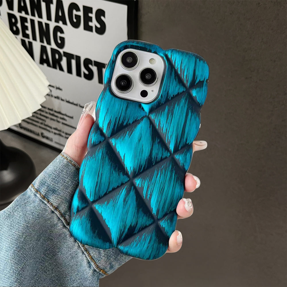 LuxuryKase LK139 Puffer Design Double Shaded Print Case For iPhone 15 Pro Plus Max