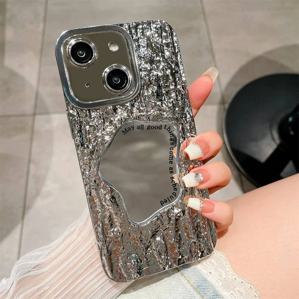 LuxuryKase LK149 Makeup Mirror Creative 3D Rock Pattern Shockproof Case For iPhone