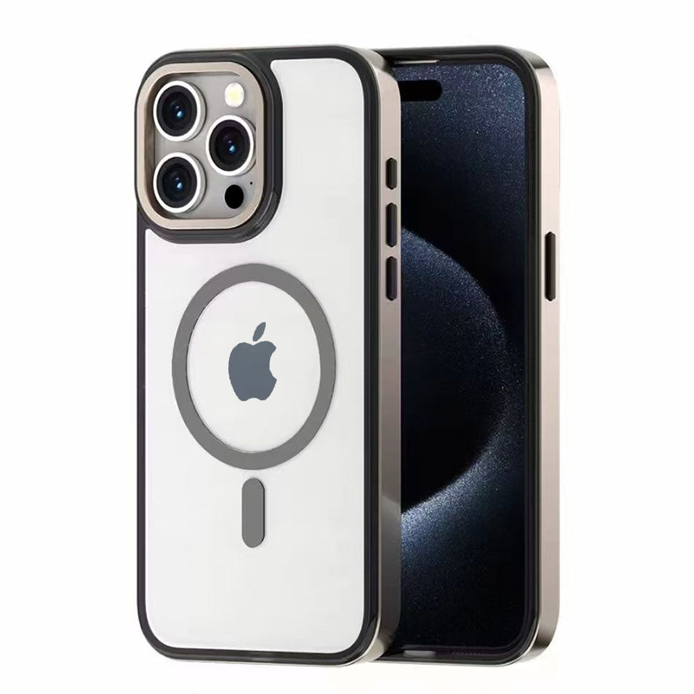 LuxuryKase LK178 Electroplate Titanium Matte Plated Acrylic Magnet Wireless Case Cover For iPhone 13 14 15 16 Plus Pro Max