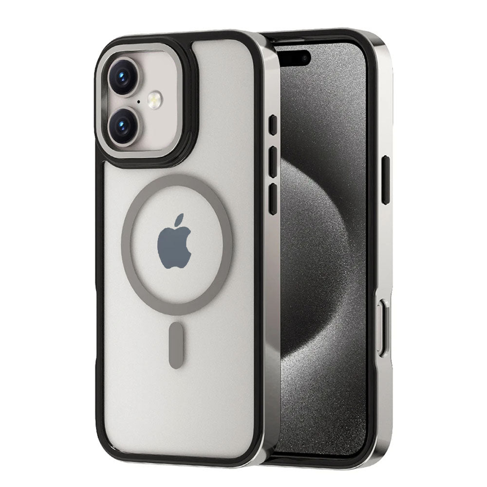 LuxuryKase LK178 Electroplate Titanium Matte Plated Acrylic Magnet Wireless Case Cover For iPhone 13 14 15 16 Plus Pro Max