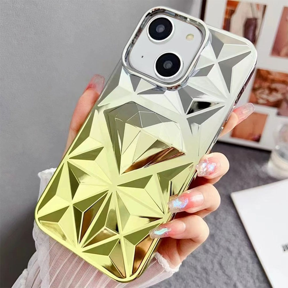 LuxuryKase LK136 Anti Yellowing Electroplated Diamond Gradient Pattern Case For iPhone 11 12 13 14 15 Plus Pro Max