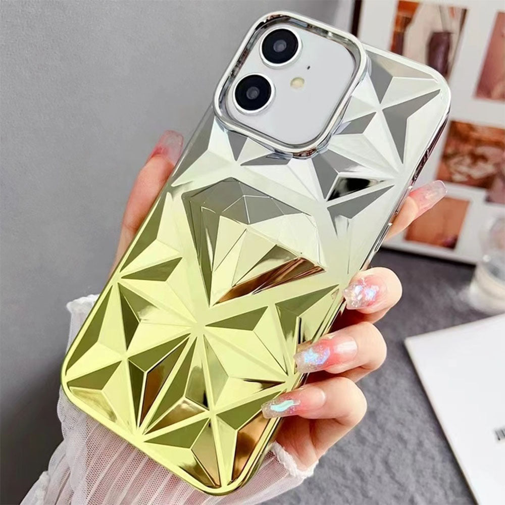 LuxuryKase LK136 Anti Yellowing Electroplated Diamond Gradient Pattern Case For iPhone 11 12 13 14 15 Plus Pro Max