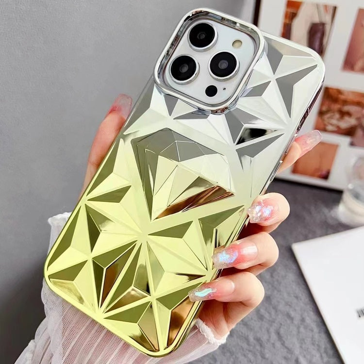 LuxuryKase LK136 Anti Yellowing Electroplated Diamond Gradient Pattern Case For iPhone 11 12 13 14 15 Plus Pro Max