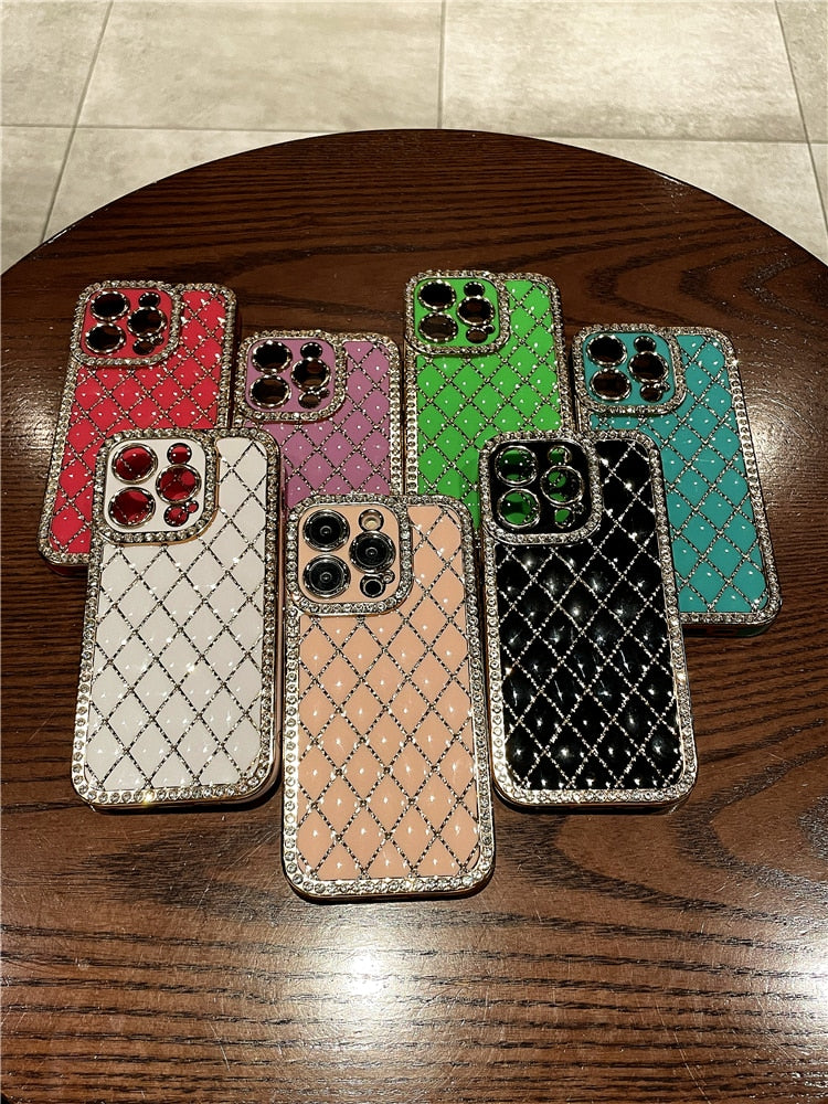 LuxuryKase Electroplated Glitter Diamond Rhinestone Phone Case For Iphone