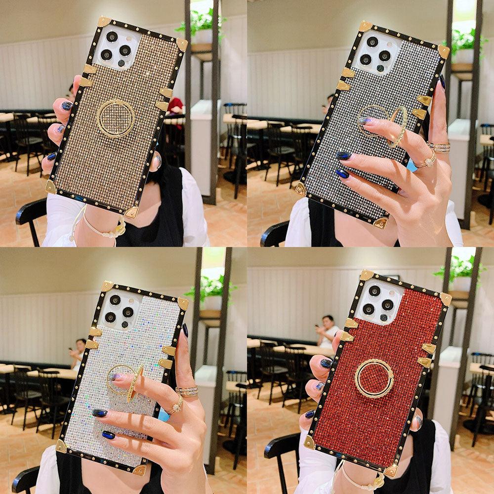 Us Lite Luxury Bling Glitter Case Square Cover for iPhone 11 12 13 14 15 Plus Pro Max