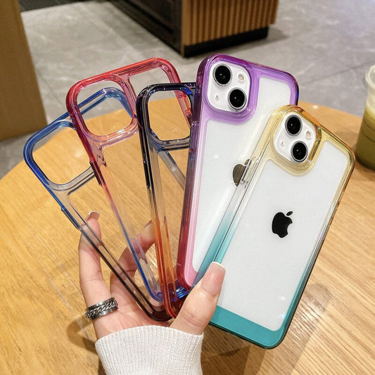 LuxuryKase Acrylic Shockproof Gradient Rainbow Color Bumper Case for Iphone