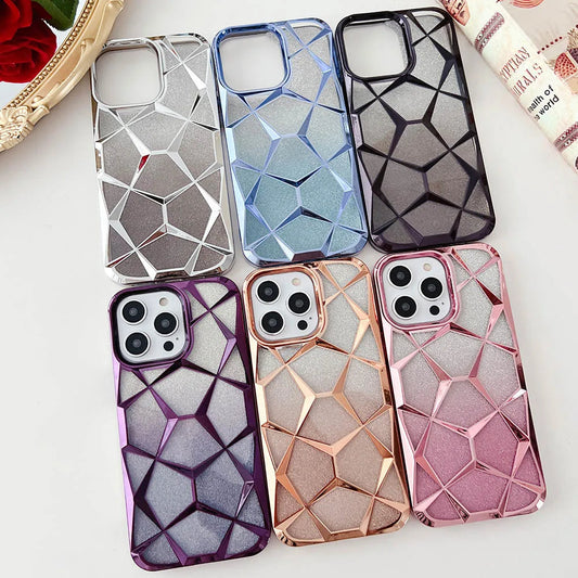 LuxuryKase LK079 Geometric Shape Diamond Mesh Pattern Case Cover for iPhone 11 12 13 14 15 Pro Max